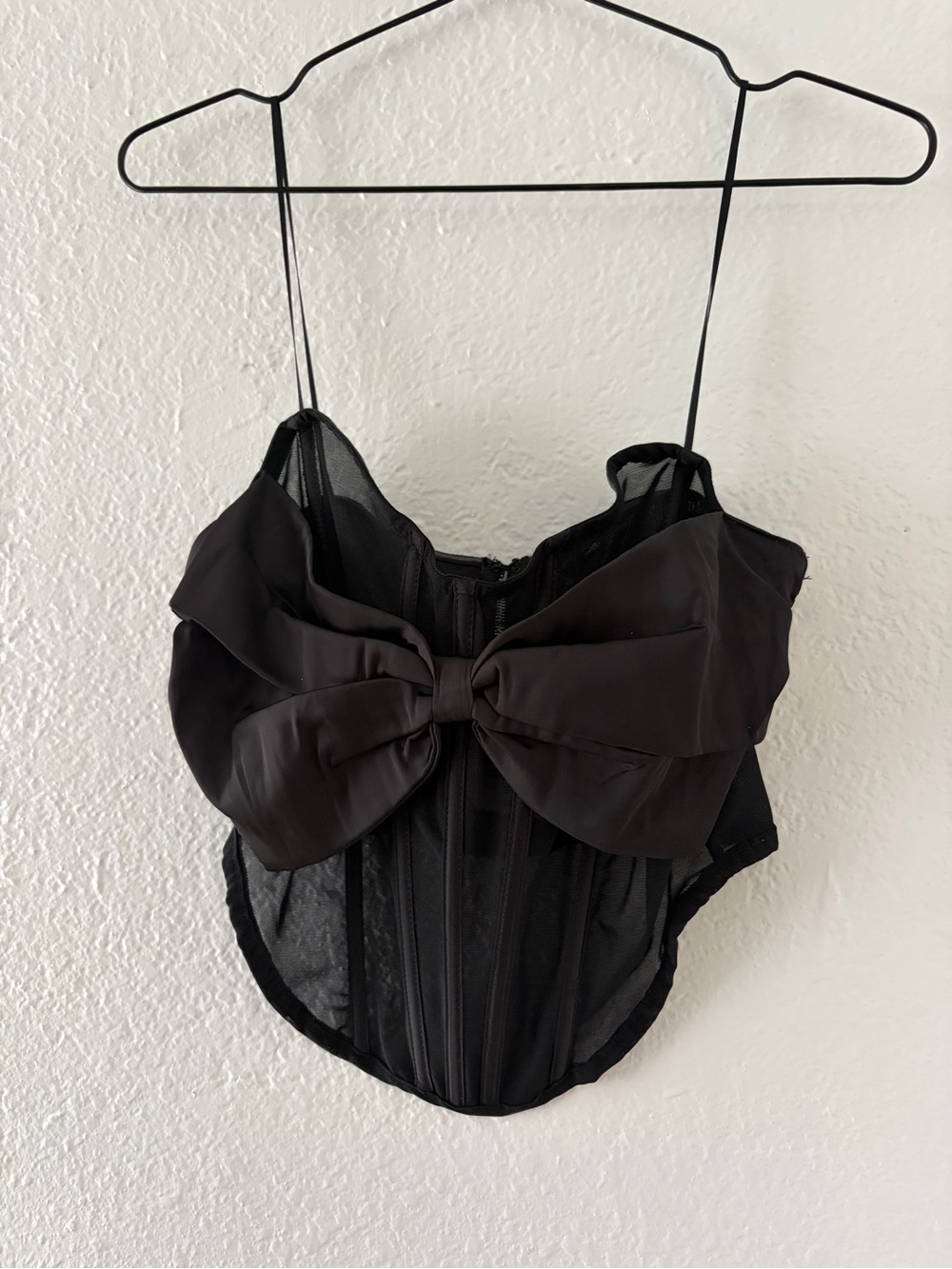 Windsor Black Bow-Front crop top